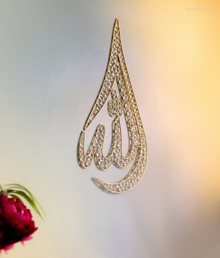 Tear Drop Metal Wire with Rhinestones- Allah or Mohammed