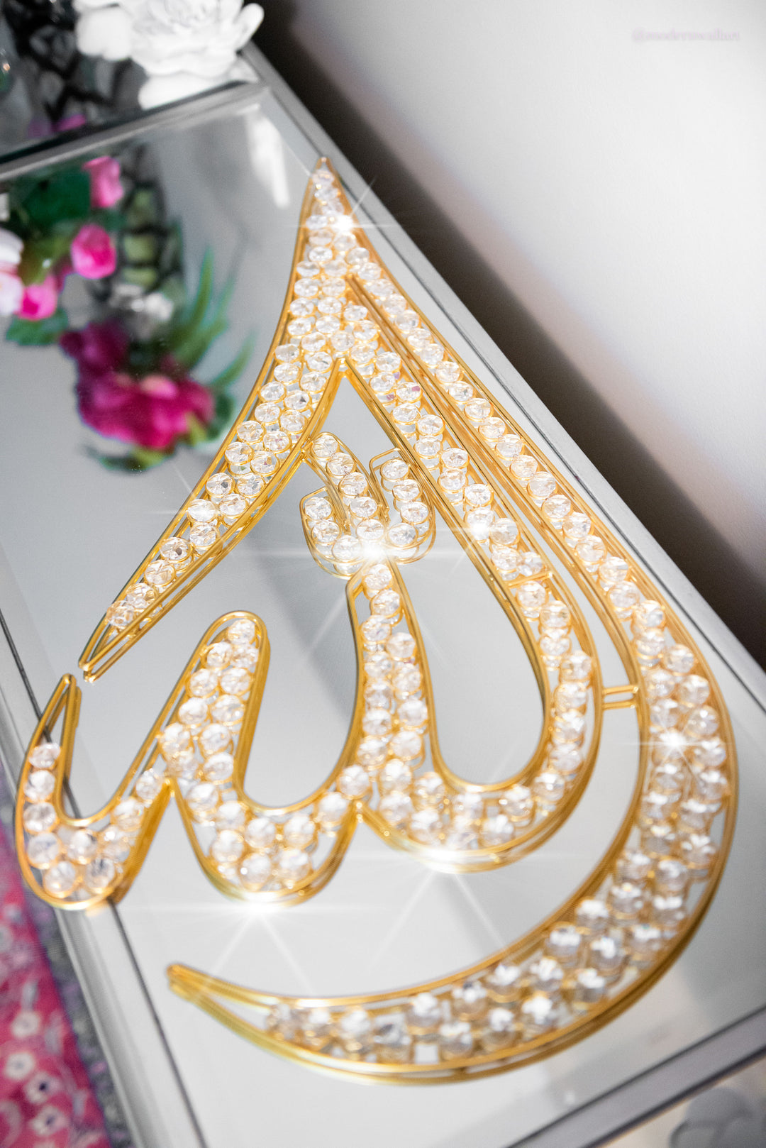 Tear Drop Metal Wire with Rhinestones- Allah or Mohammed