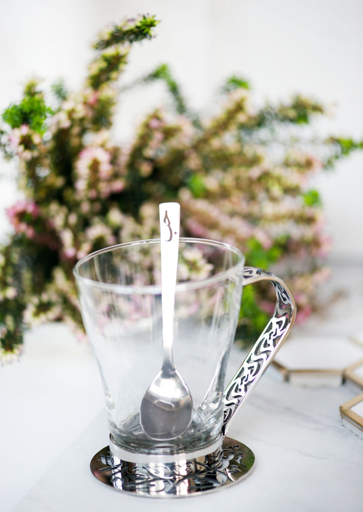 "Love" Glass mug set with spoons