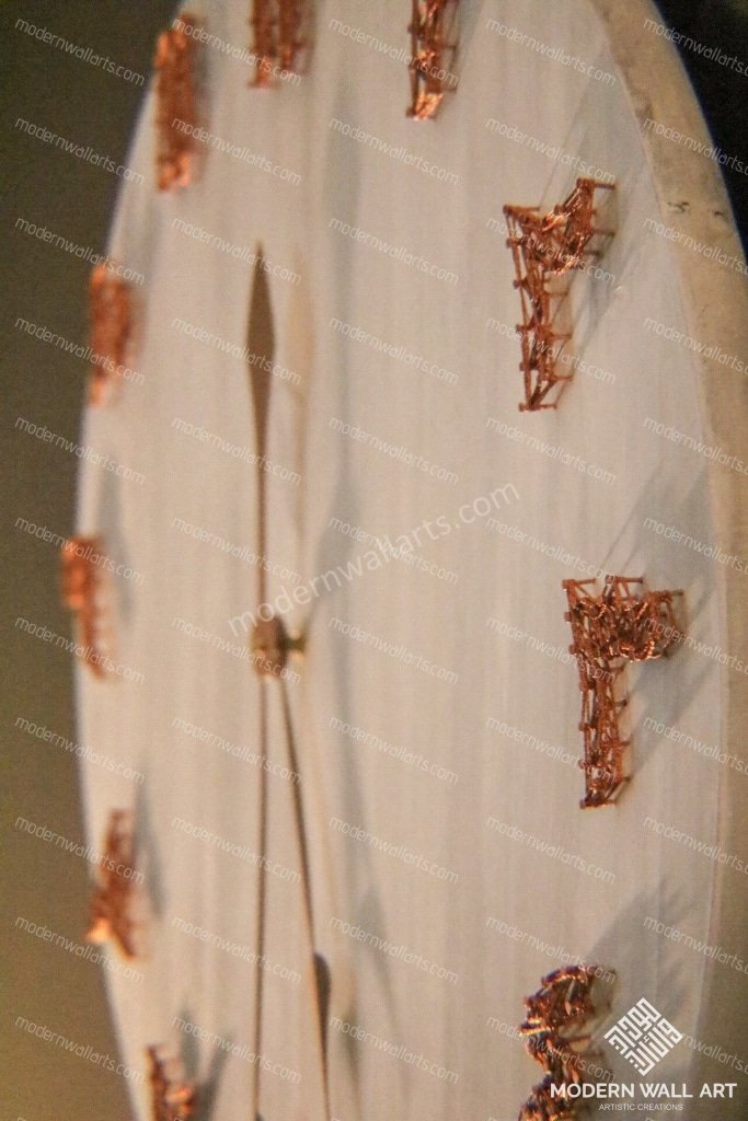 Modern Islamic Wood Pallet Wall Clock With Copper Strings And Nails