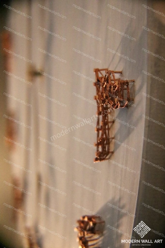 Modern Islamic Wood Pallet Wall Clock With Copper Strings And Nails